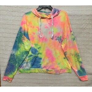 Orange Kiss Long Sleeve Hood Shirt, Blouse, 1X Women’s Boutique Clothing Tie Dye
